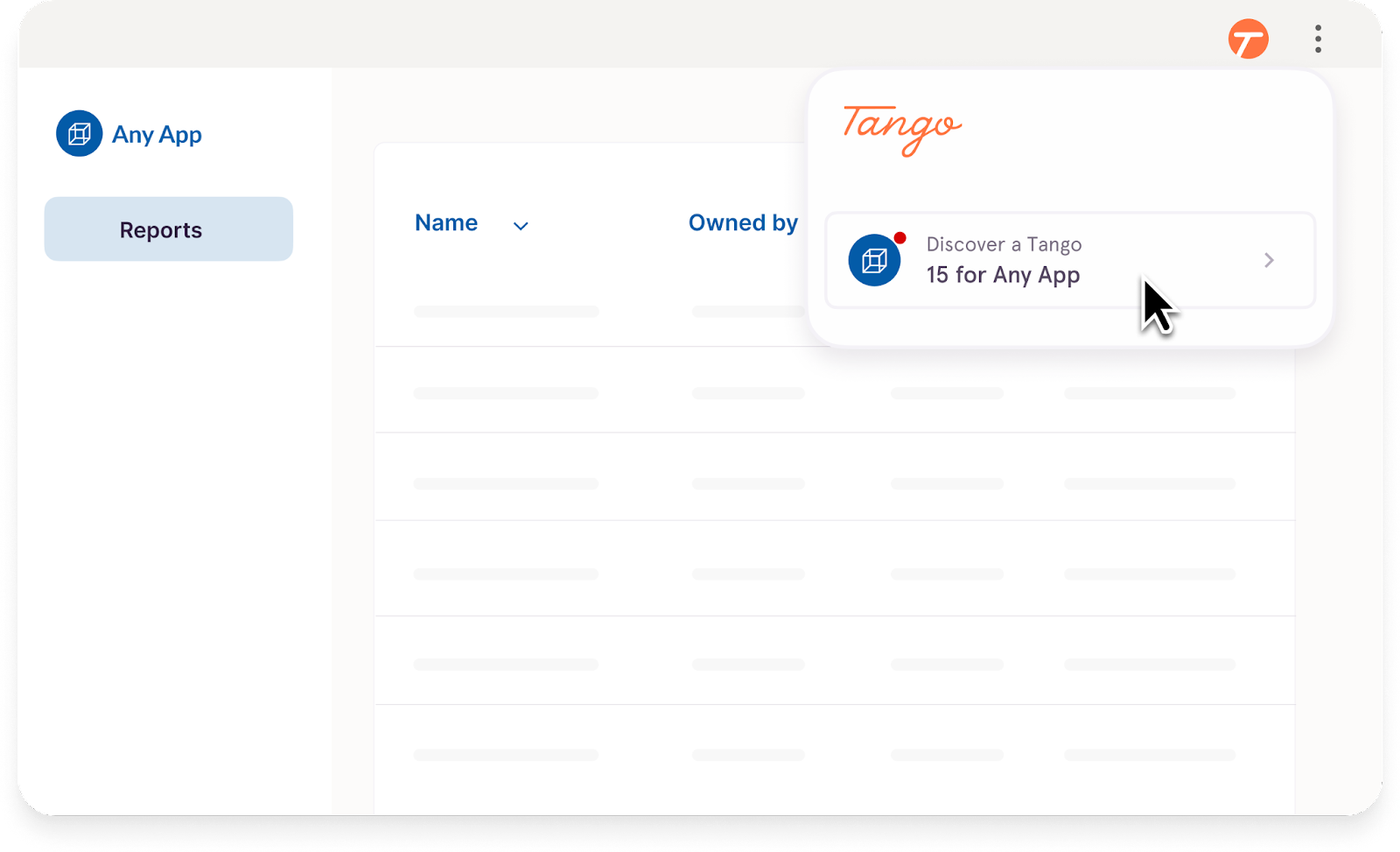 A screenshot of available Tangos for Any App.