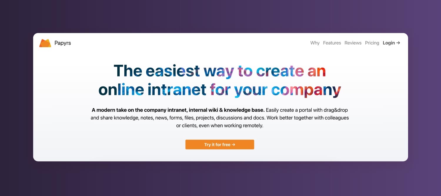 A screenshot of Papyrs platform.