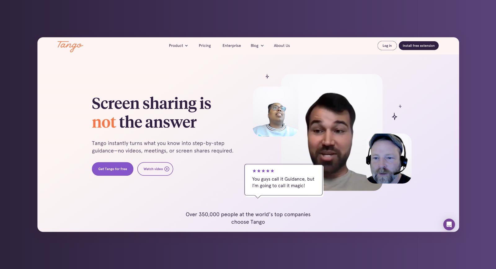 A screenshot of the real-time guidance tool, Tango. 