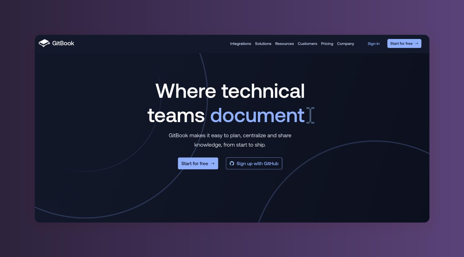 A screenshot of Gitbook’s platform.