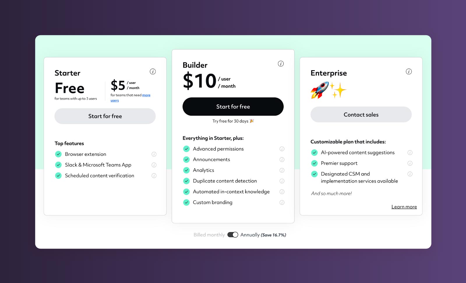 A screenshot of Guru’s pricing.