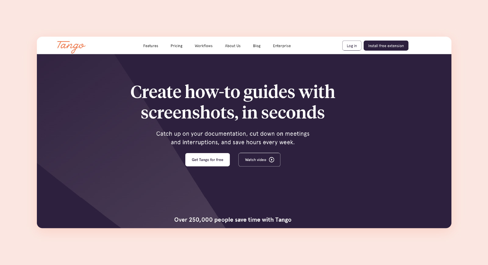 A screenshot of the documentation tool, Tango. 