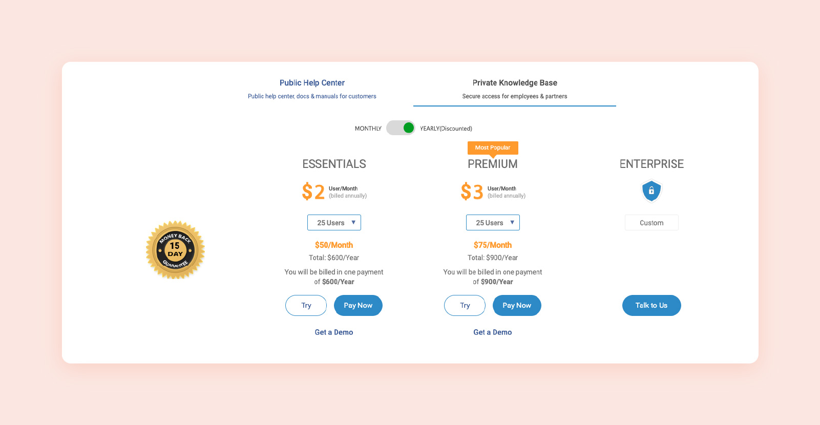 A screenshot of ProProfs' pricing.