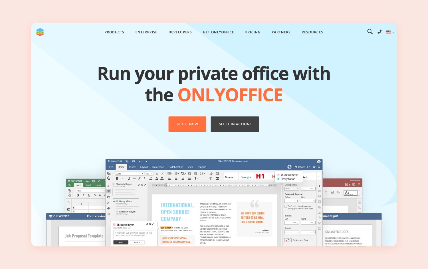 screenshot of ONLYOFFICE’s homepage