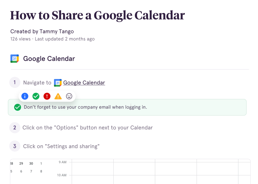 A screenshot of Tango's Callouts feature, with a pro tip highlighted in green below a specific step in a how-to guide.