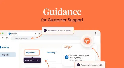 A Tango-branded screenshot of Guidance in action, with "Guidance for Customer Support" as the title.