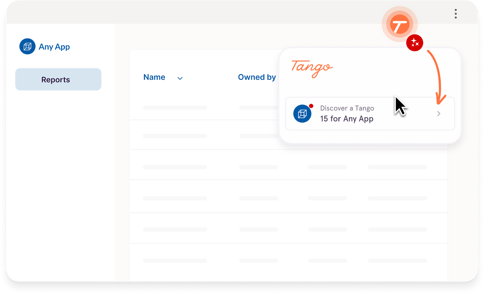 A screenshot of Tango's extension discovery in action.