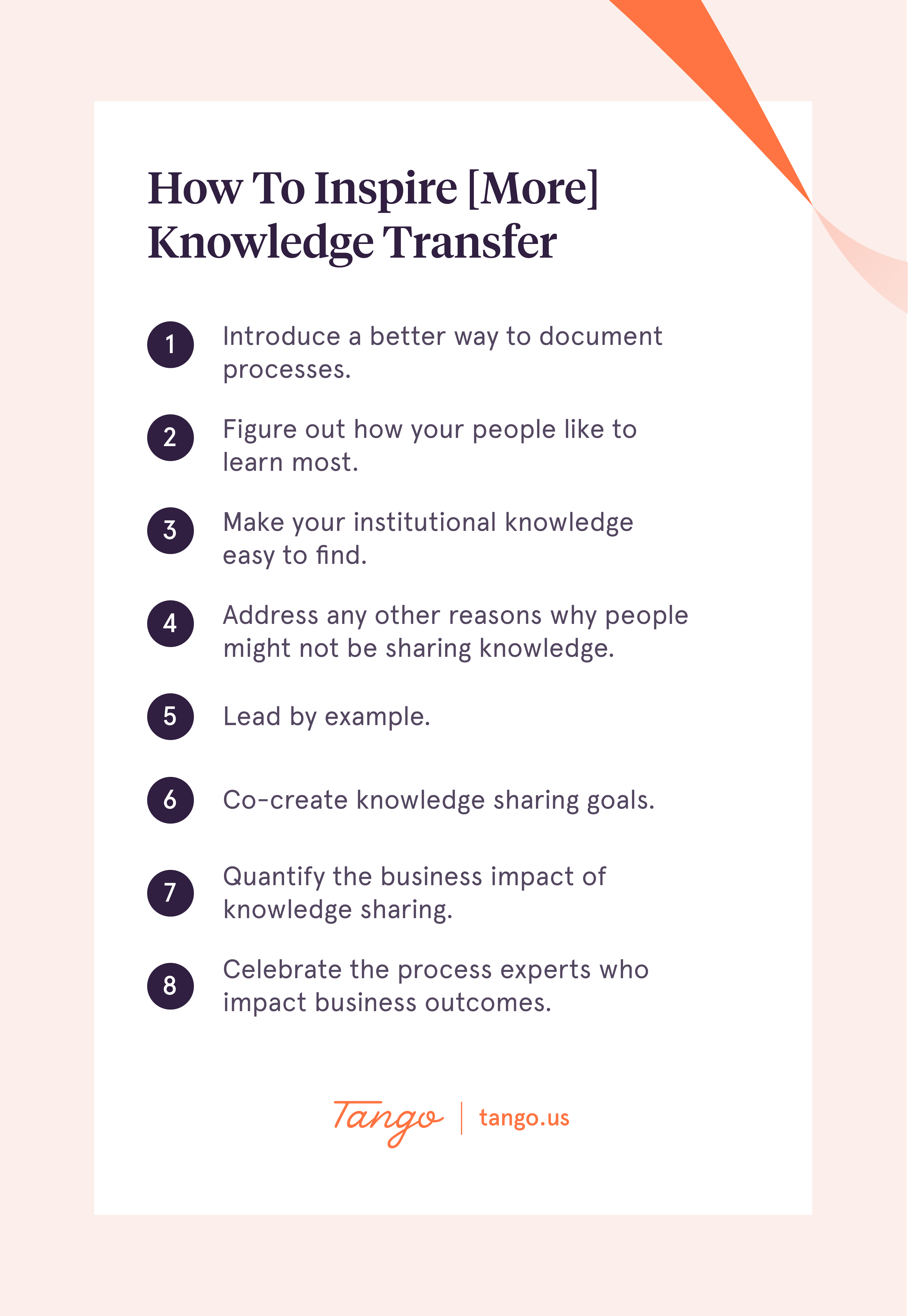Eight steps to encourage more knowledge sharing.