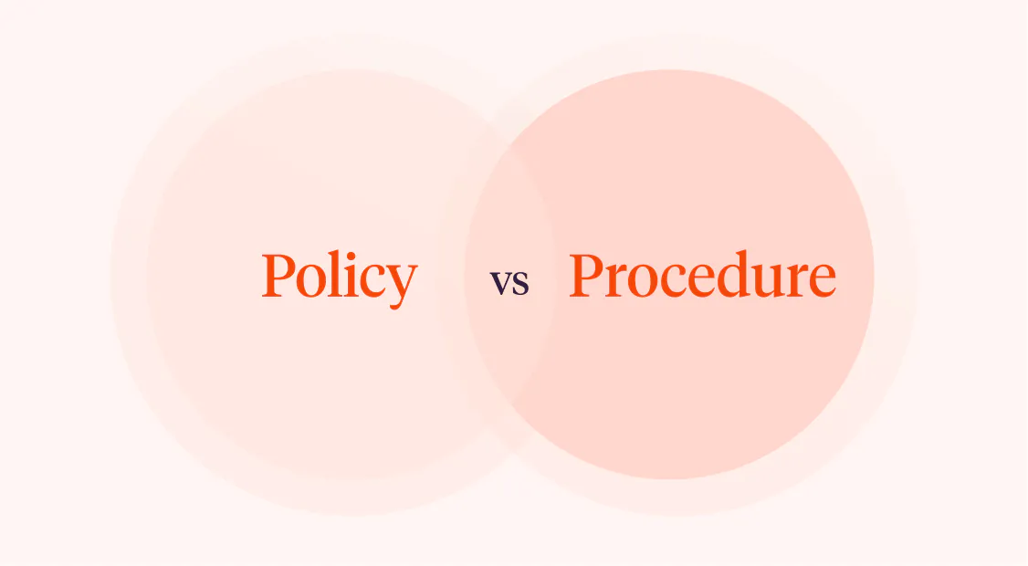 Image of a Venn diagram with the words “policy vs procedure."