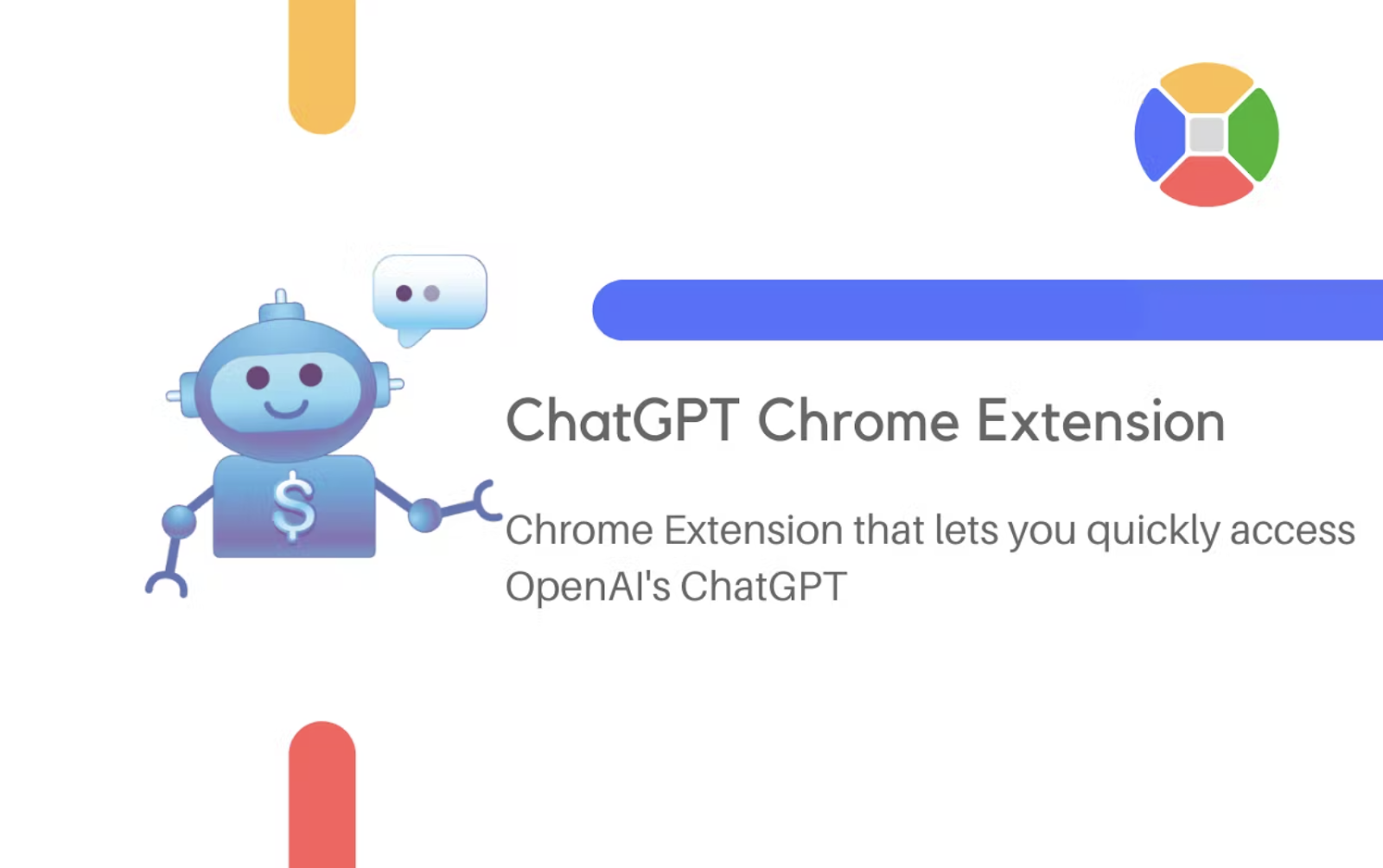 A robot with a dollar sign on its shirt, next to a plug for the ChatGPT Chrome extension.