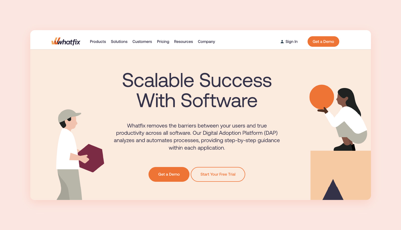 A screenshot of Whatfix's platform