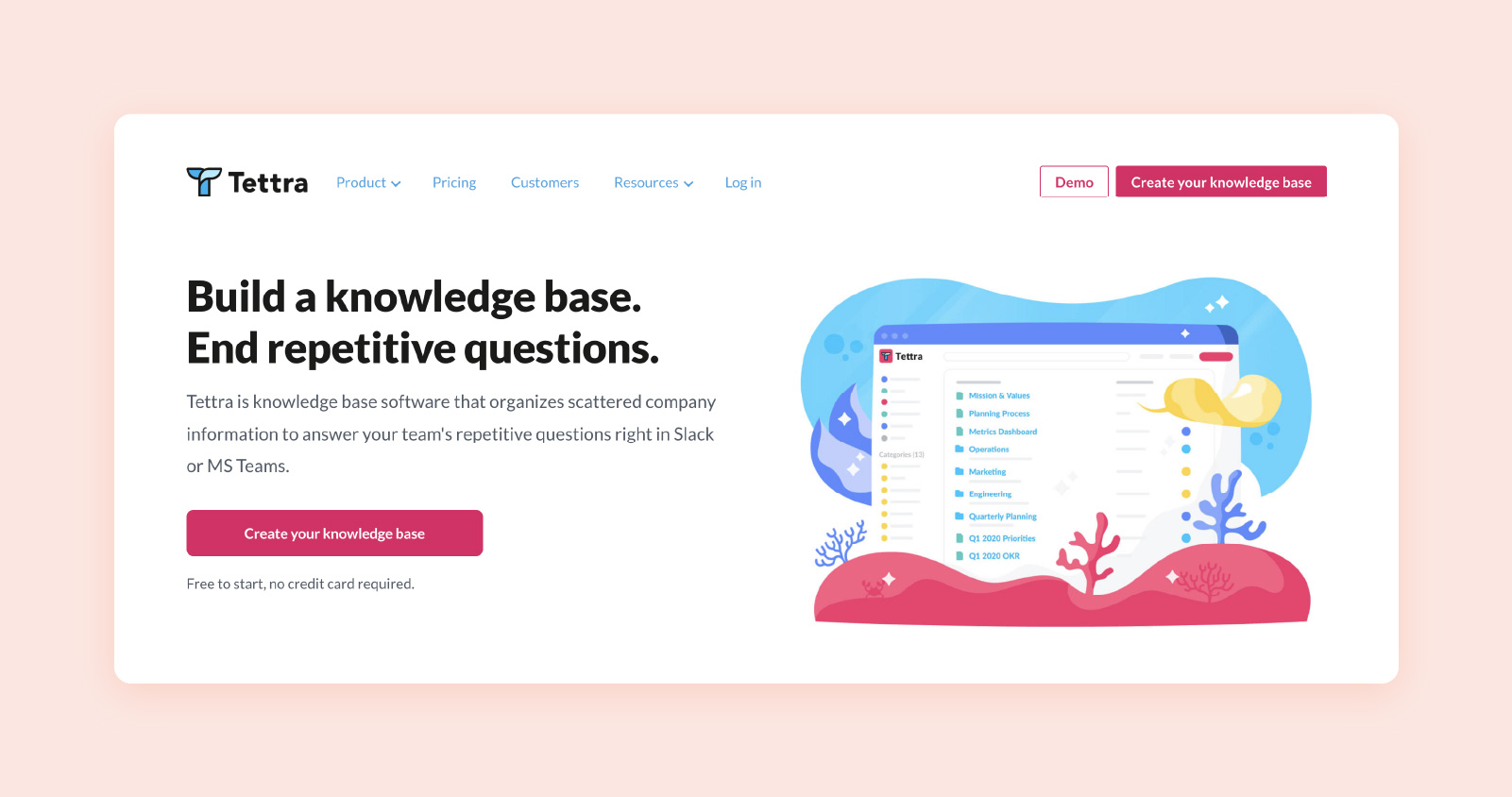 A screenshot of Tettra's platform.