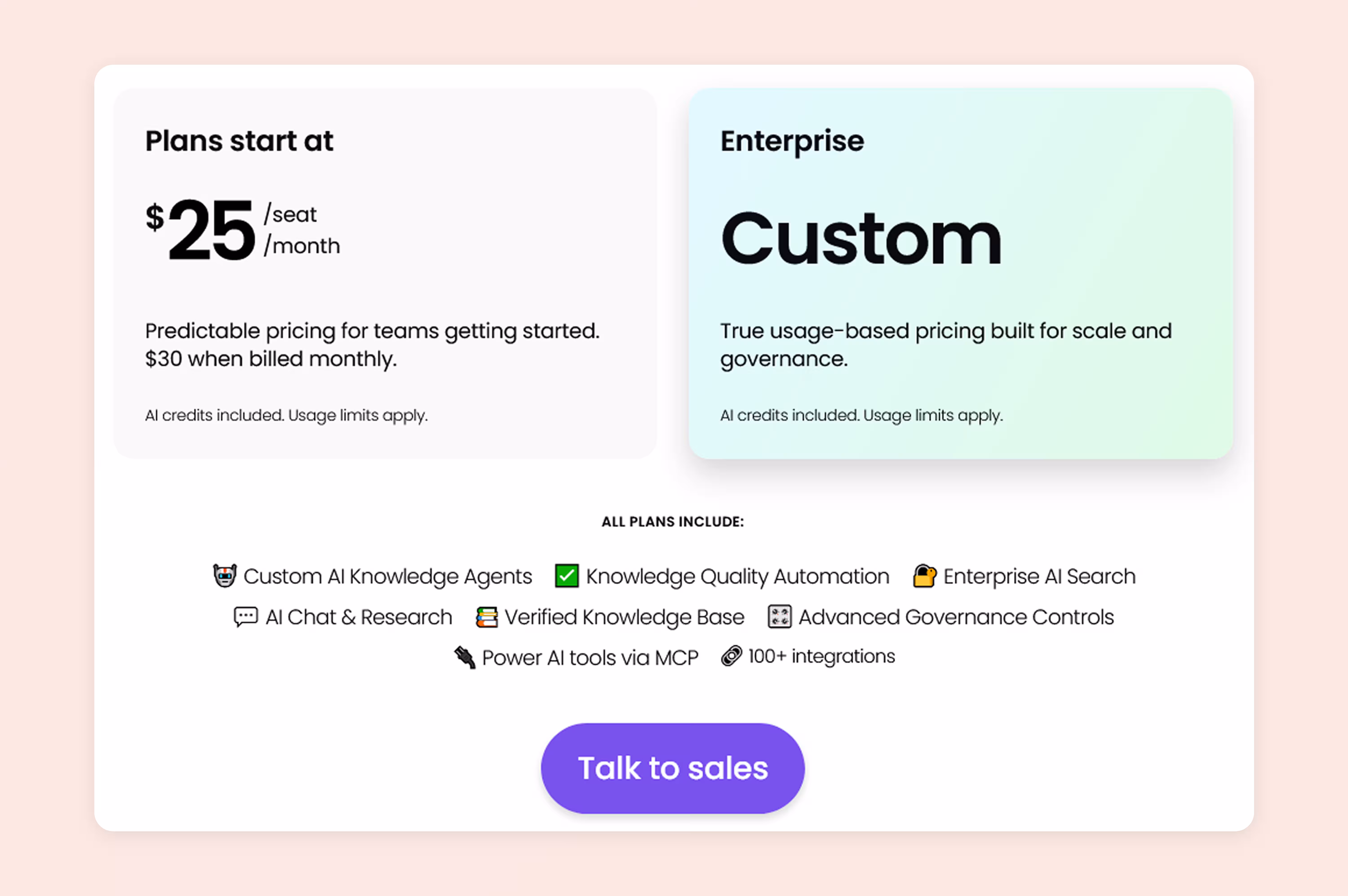 screenshot of Guru’s pricing page