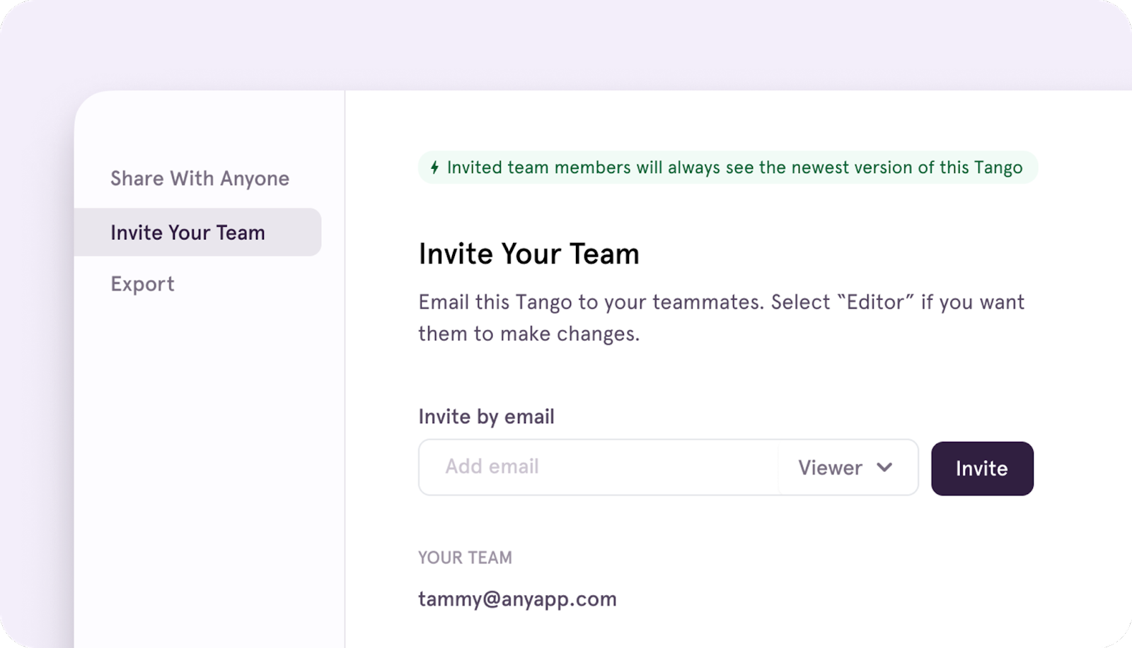 A screenshot of Tango's
