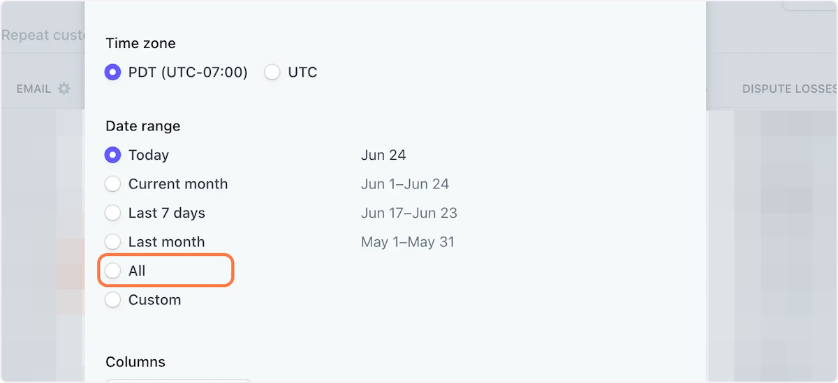 Select the time period