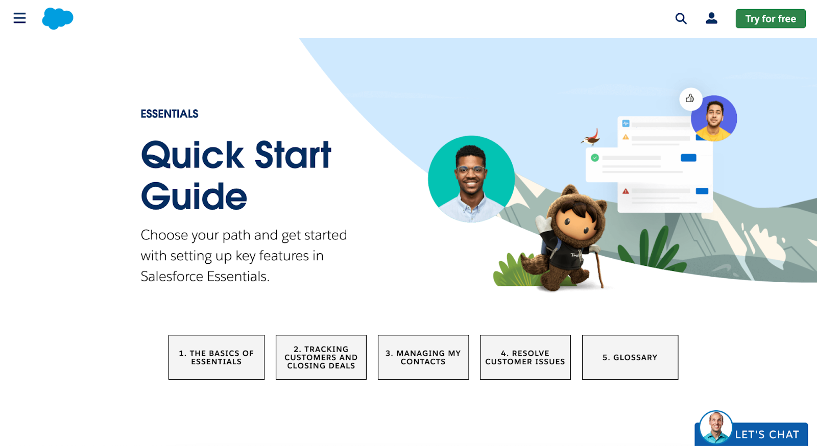 A screenshot of Salesforce's online quick start guide.