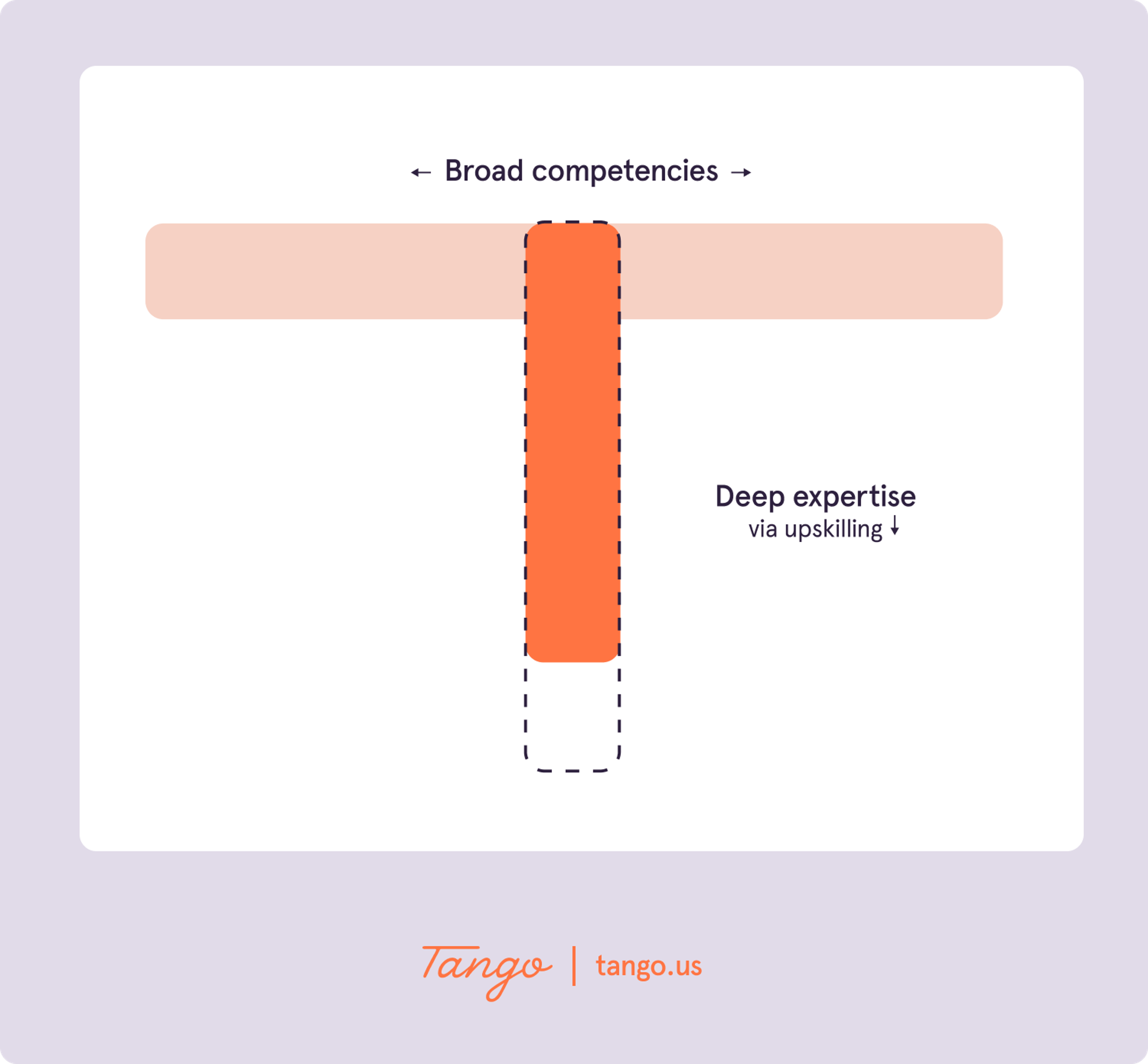 A T-shaped knowledge profile, acquired through upskilling.