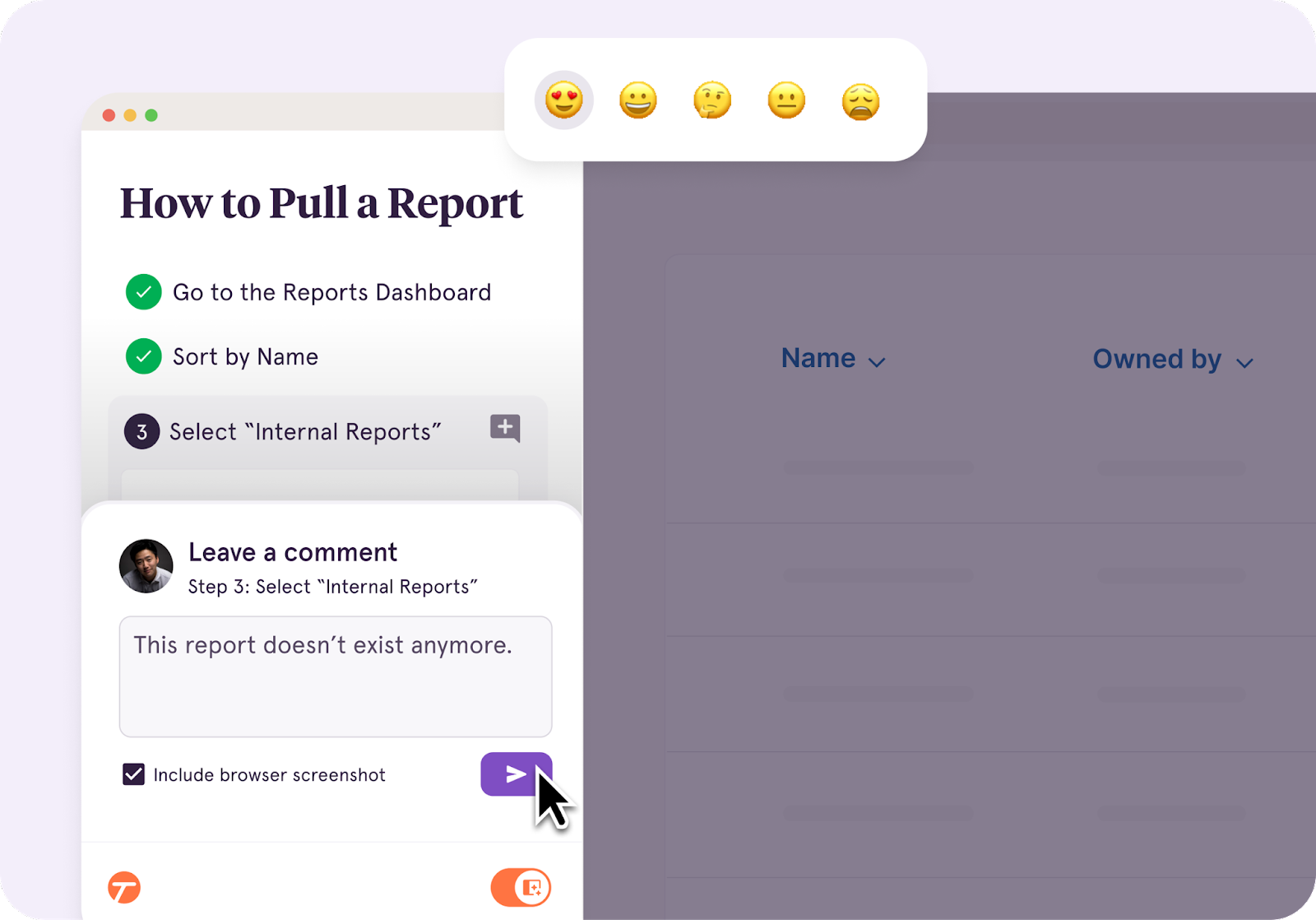 A screenshot of Tango's Comments and Reactions feature in action.