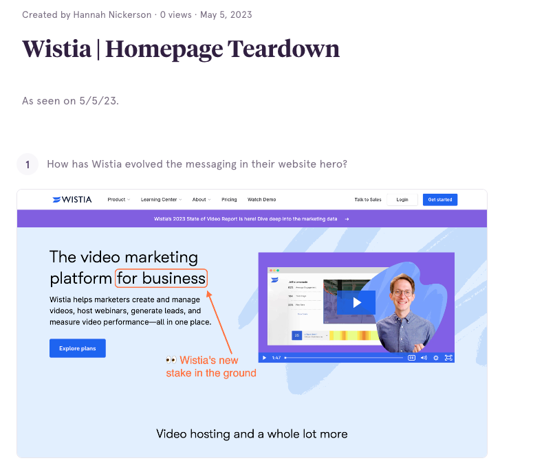 A screenshot of a Tango used to tear down a competitor's homepage.