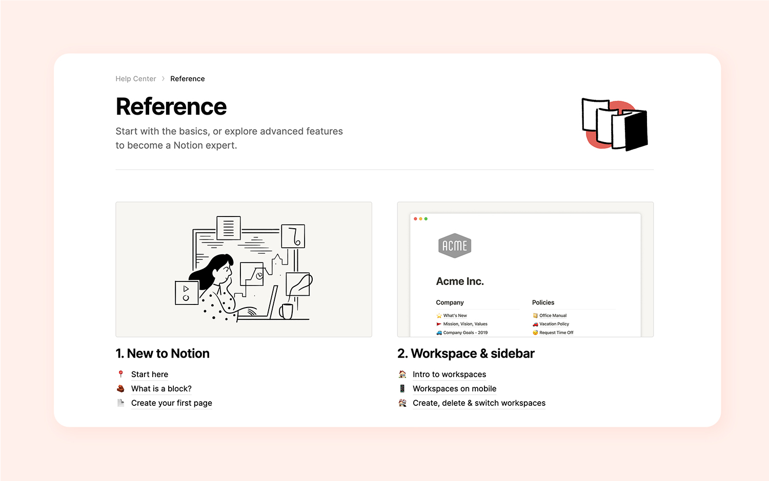 screenshot of Notion’s reference section