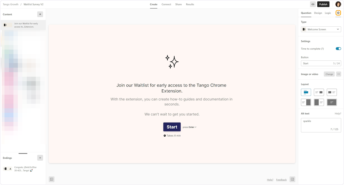 Go to Typeform - Create