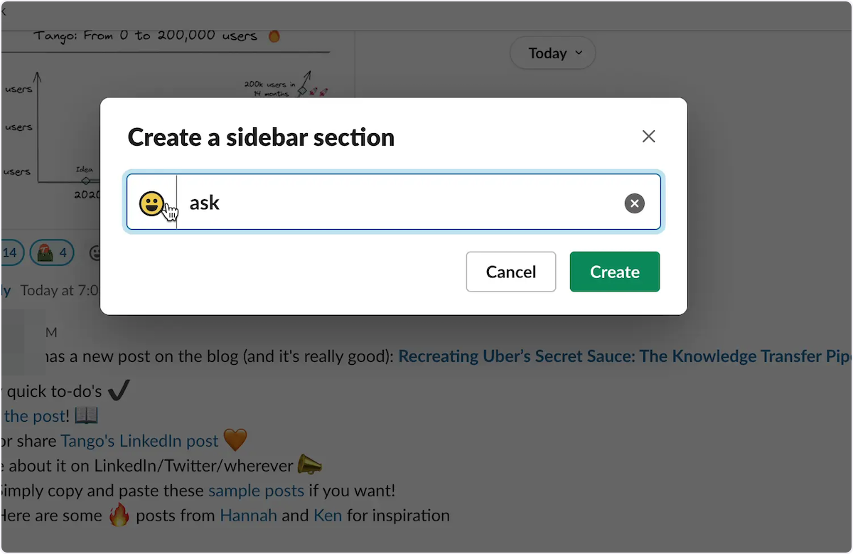 Type in name of section