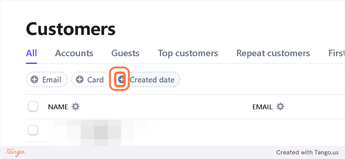 Click on Add Created date