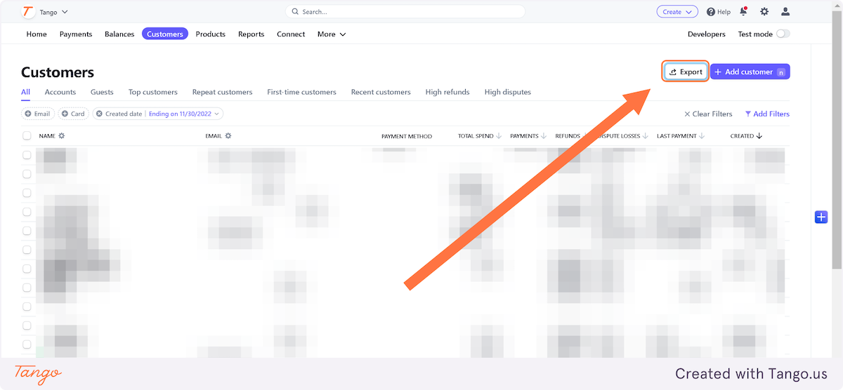 Click on Export