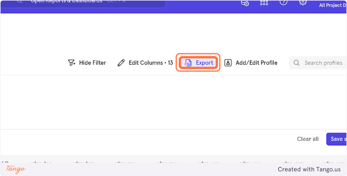 Click on Export