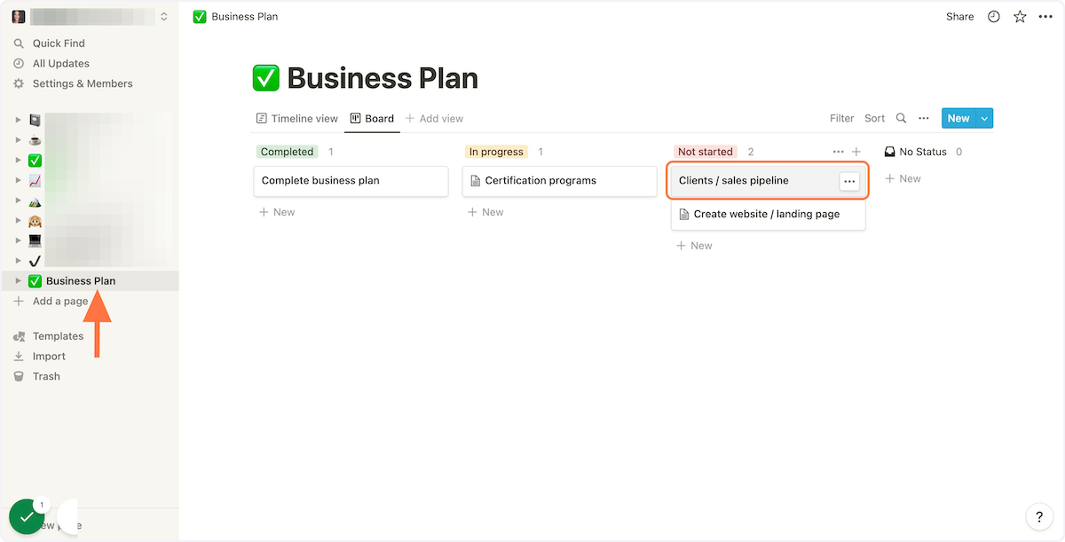Select the page you'd like to work in and then click the item within which you'd like to make a template