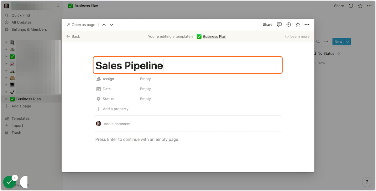Fill out all necessary information for your template