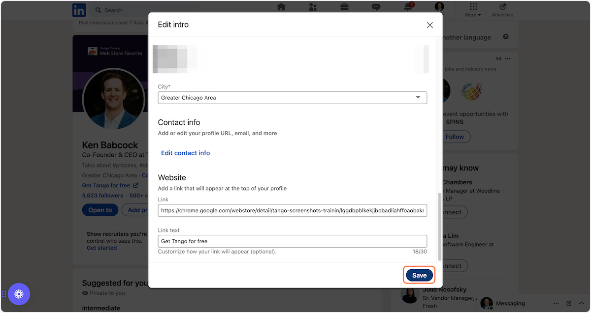 Click Save and you're all done! Now you've got a CTA on your profile.