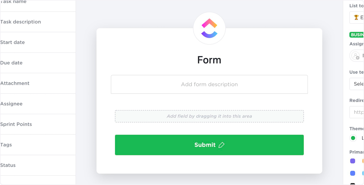 ClickUp will prompt you to create your form