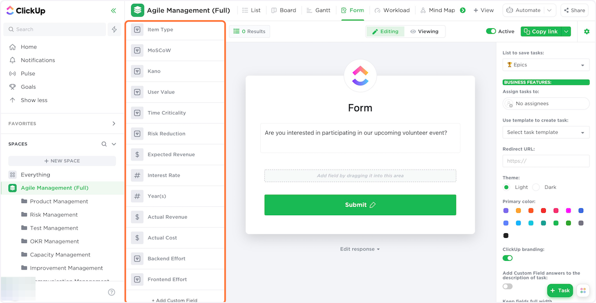 Add a Custom Field to populate your form