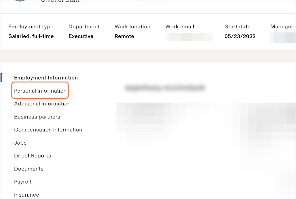 Click on Personal Information