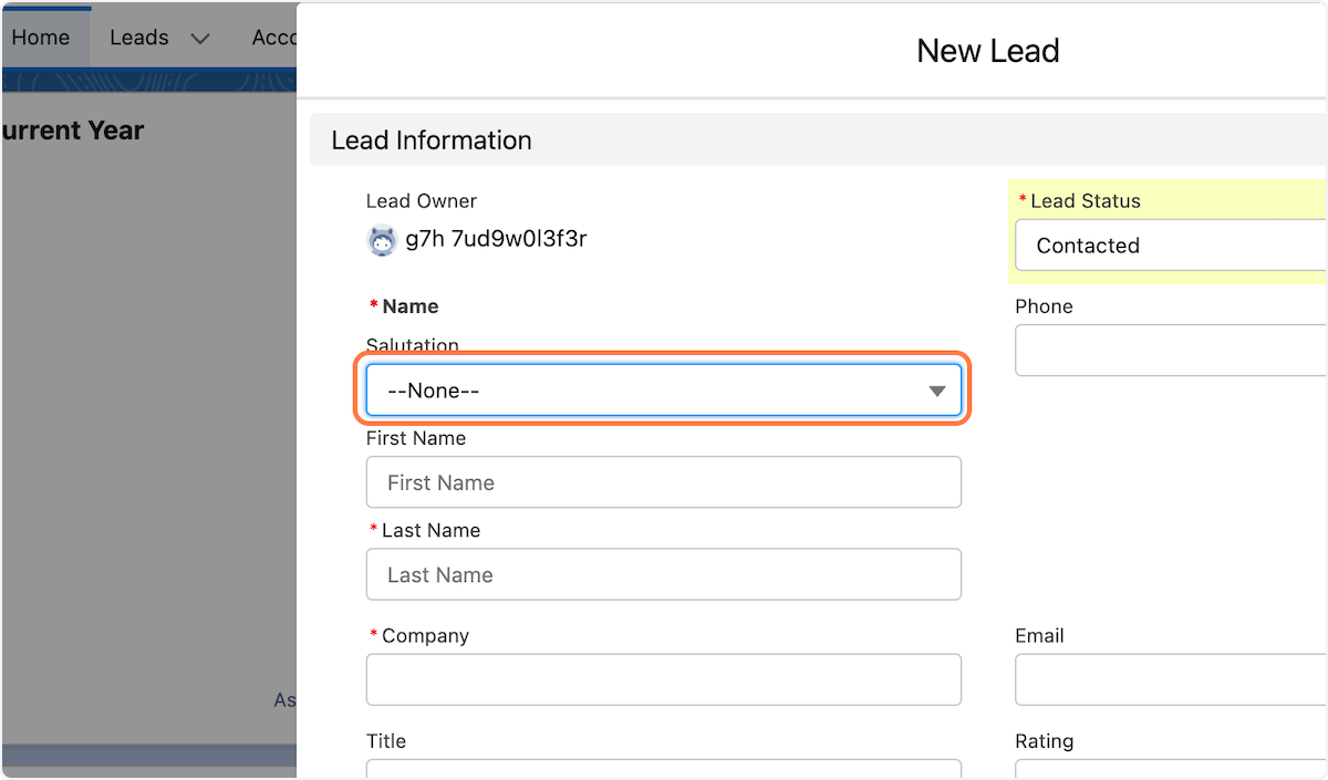 Enter the contact's information (First Name, Last Name)