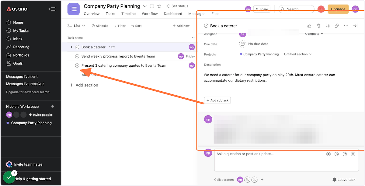 Drag the subtask from within its parent task to be its own task within the list