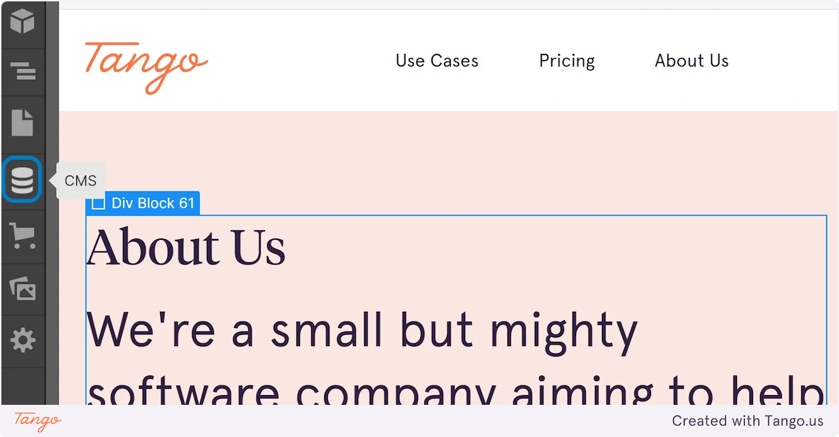 CMS section is where Blog and Workflows and Bios are hosted