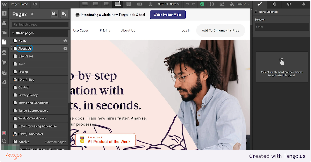Select Page and make any text edits directly