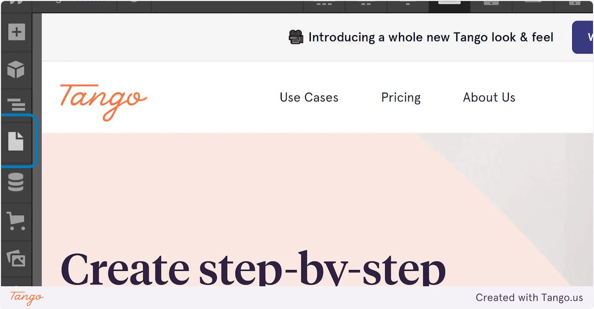 Click on the pages Icon to access pages