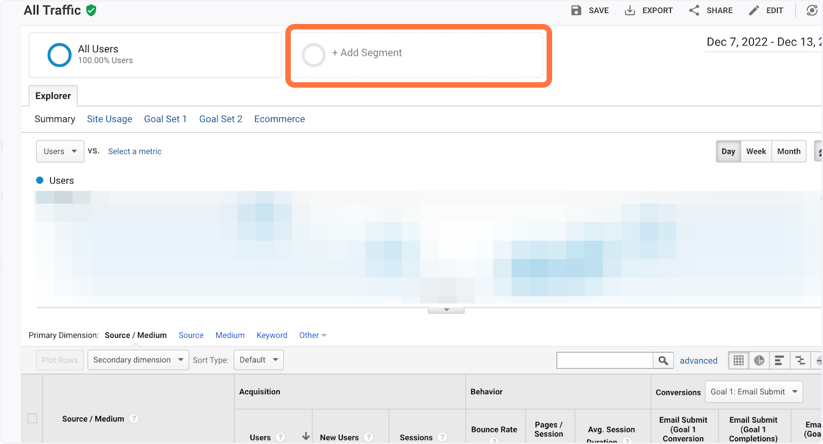 Click on + Add Segment