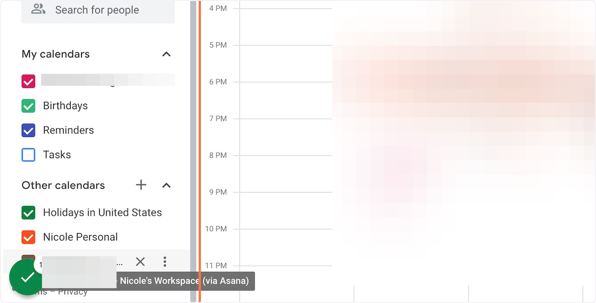 View your newly added Asana calendar under "Other Calendars"