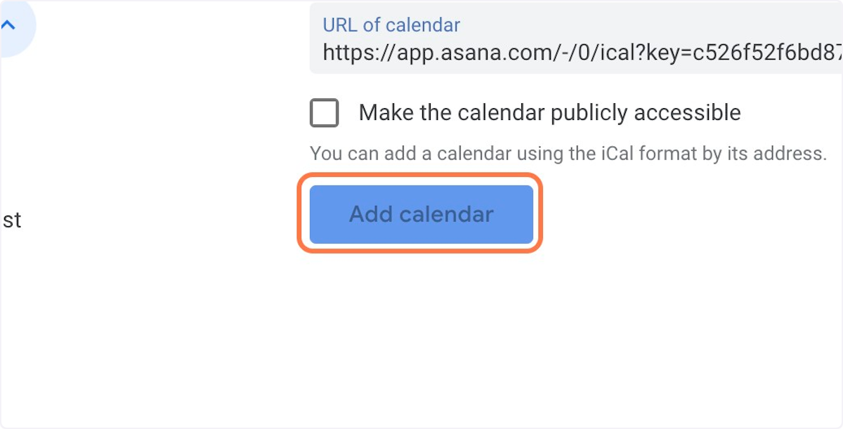 Click on "Add calendar"
