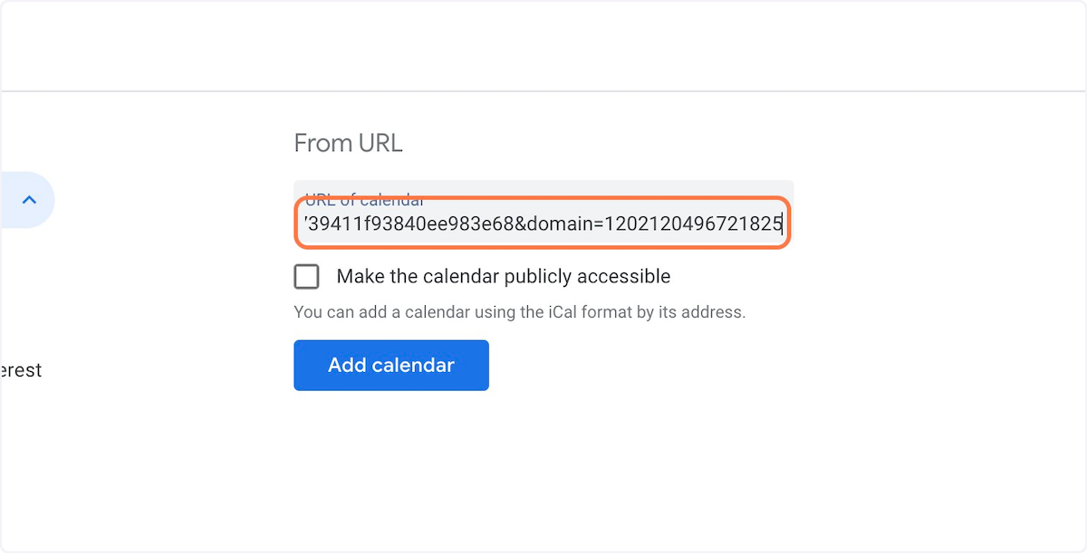 Paste the URL you copied from Asana