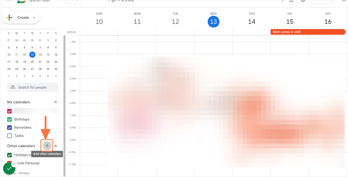 In the lefthand menu next to "Other Calendars", click on "Add other calendars"