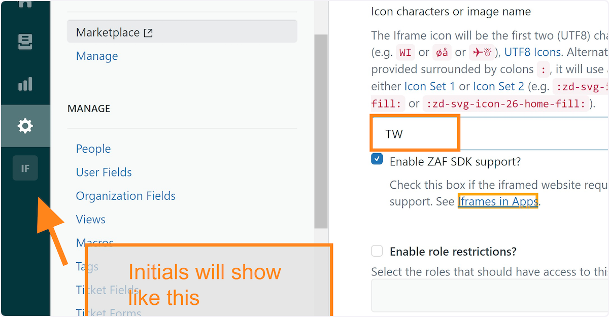 Type the "Preview" initials you want