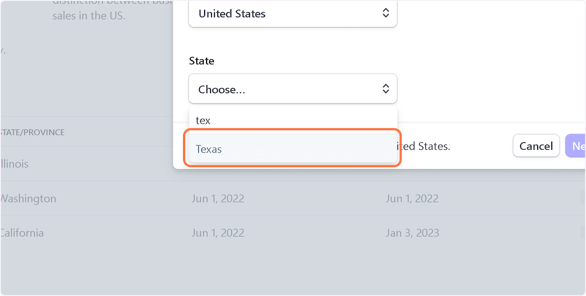 Click on choose…, then type "tex", then click on state