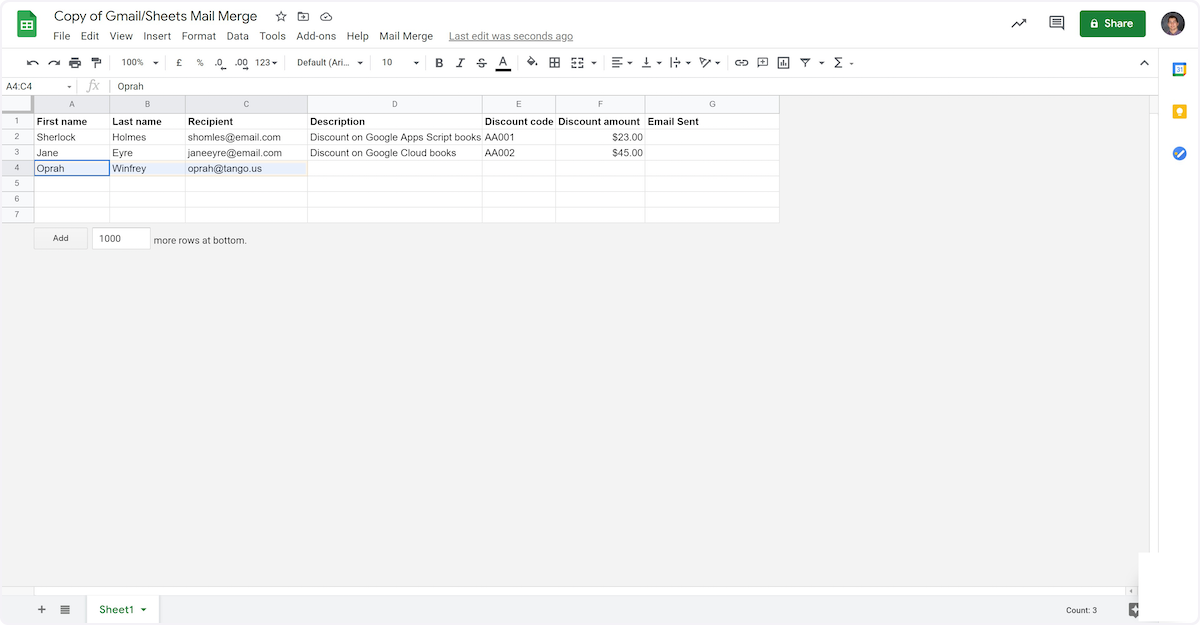 Fill out your recipient info here