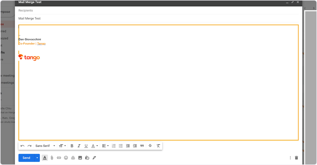 Go to Gmail - Compose a draft message with subject and body text