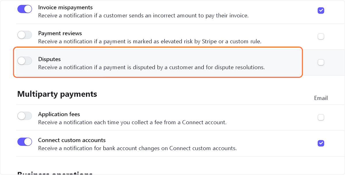 Click on Disputes (and any other notification you want to receive!)